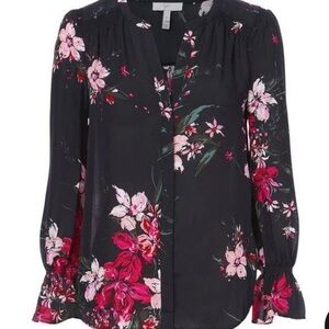 Joie Keno split neck Women's Blouse in Black and Pink